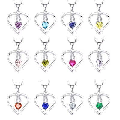 YASVITTI Hochwertiges Glanzherz 5A Zirkonie Halskette Rhodiumplattiert 925 Sterling Silber Halskette Schmuck