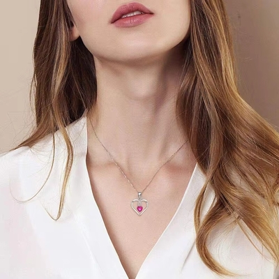 YASVITTI Hochwertiges Glanzherz 5A Zirkonie Halskette Rhodiumplattiert 925 Sterling Silber Halskette Schmuck