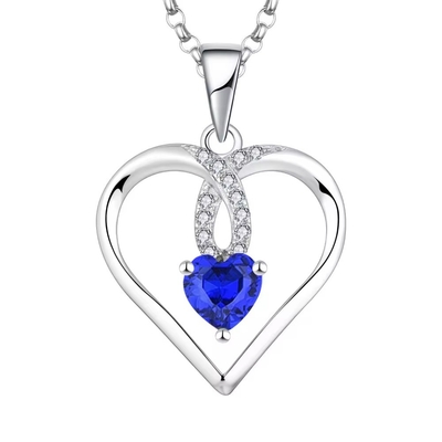 YASVITTI Hochwertiges Glanzherz 5A Zirkonie Halskette Rhodiumplattiert 925 Sterling Silber Halskette Schmuck
