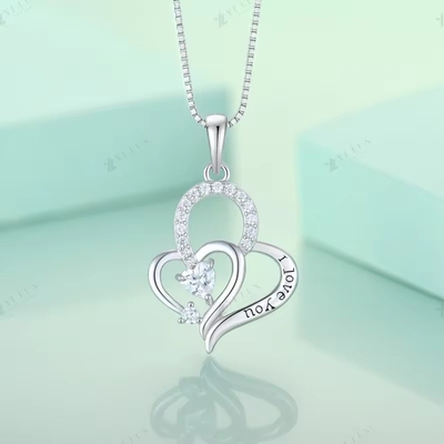 YASVITTI Ich liebe dich Herz Anhänger Halskette Mehrfarbiges Herz Kubik Zirkonia Luxus Silber 925 Herz Halskette Schmuck