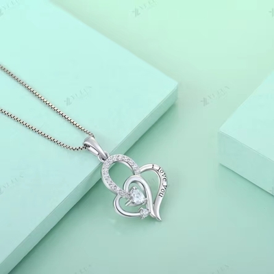 YASVITTI Ich liebe dich Herz Anhänger Halskette Mehrfarbiges Herz Kubik Zirkonia Luxus Silber 925 Herz Halskette Schmuck