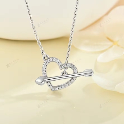YASVITTI 925 Sterling Silber Frauenhalskette &quot;Ein Pfeil durch das Herz&quot; Zirkonstein Valentinstag Party Geschenk