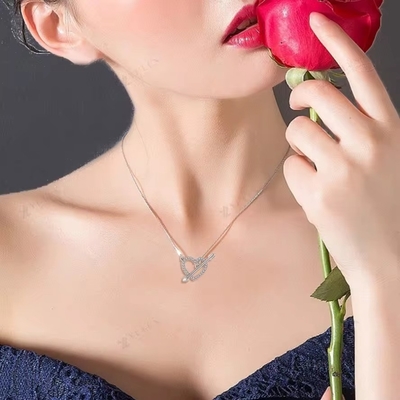 YASVITTI 925 Sterling Silber Frauenhalskette &quot;Ein Pfeil durch das Herz&quot; Zirkonstein Valentinstag Party Geschenk