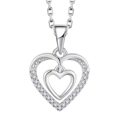 YASVITTI 925 Sterling Silber Doppel Hohl CZ Stein Diamant Schmuck Custom Große Mini Herzförmige Anhänger Halskette