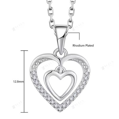 YASVITTI 925 Sterling Silber Doppel Hohl CZ Stein Diamant Schmuck Custom Große Mini Herzförmige Anhänger Halskette
