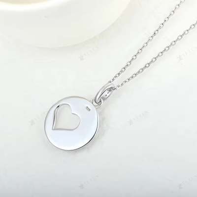 YASVITTI Romantic 925 Sterling Silber Halskette Rhodium Plattiert Münze Hohl Liebe Herz Anhänger Halskette für den Valentinstag