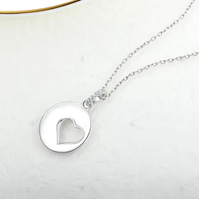 YASVITTI Romantic 925 Sterling Silber Halskette Rhodium Plattiert Münze Hohl Liebe Herz Anhänger Halskette für den Valentinstag