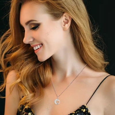 YASVITTI Romantic 925 Sterling Silber Halskette Rhodium Plattiert Münze Hohl Liebe Herz Anhänger Halskette für den Valentinstag
