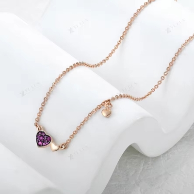 YASVITTI Valentinstag Schmuck Geschenk 925 Sterling Silber Halskette Edelstein Diamant Rose Gold Plattiert Herz Halskette