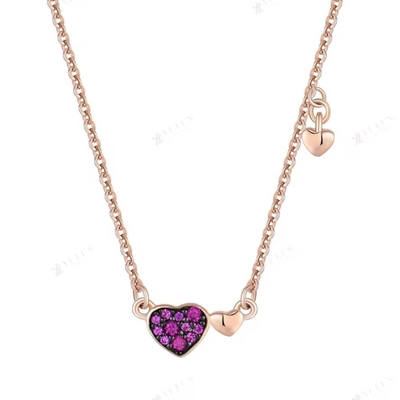YASVITTI Valentinstag Schmuck Geschenk 925 Sterling Silber Halskette Edelstein Diamant Rose Gold Plattiert Herz Halskette