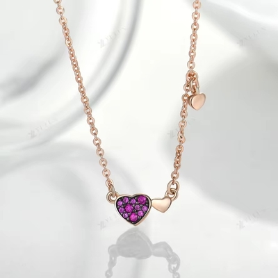 YASVITTI Valentinstag Schmuck Geschenk 925 Sterling Silber Halskette Edelstein Diamant Rose Gold Plattiert Herz Halskette