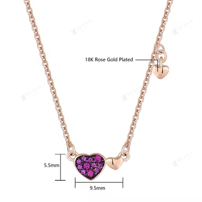 YASVITTI Valentinstag Schmuck Geschenk 925 Sterling Silber Halskette Edelstein Diamant Rose Gold Plattiert Herz Halskette
