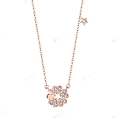 YASVITTI 925 Sterling Silber Halskette Frauen Star Charms Feinheit Schmuck Blumenform 14K Rose Gold Plattiert Herz Halskette