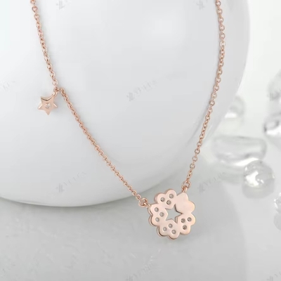 YASVITTI 925 Sterling Silber Halskette Frauen Star Charms Feinheit Schmuck Blumenform 14K Rose Gold Plattiert Herz Halskette