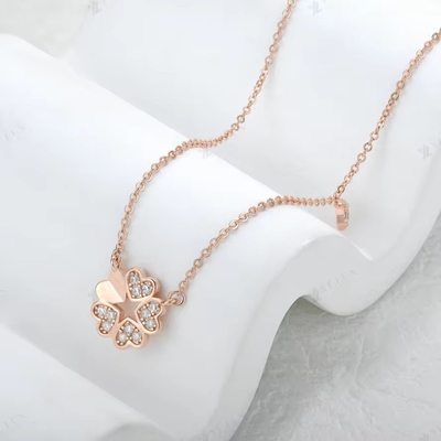 YASVITTI 925 Sterling Silber Halskette Frauen Star Charms Feinheit Schmuck Blumenform 14K Rose Gold Plattiert Herz Halskette