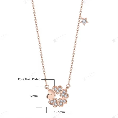 YASVITTI 925 Sterling Silber Halskette Frauen Star Charms Feinheit Schmuck Blumenform 14K Rose Gold Plattiert Herz Halskette