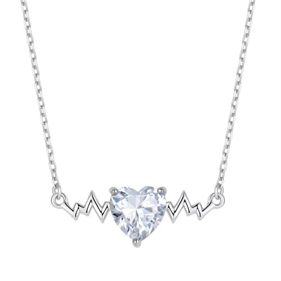 YASVITTI 925 Sterling Silber Herzschlag Halskette Herzform 8A Kubik Zirkon Schmuck für Frauen
