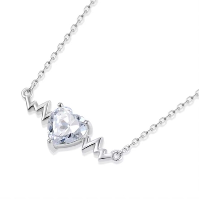 YASVITTI 925 Sterling Silber Herzschlag Halskette Herzform 8A Kubik Zirkon Schmuck für Frauen