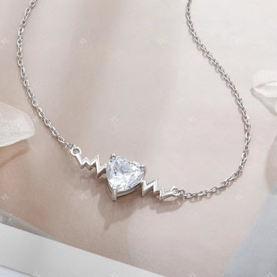 YASVITTI 925 Sterling Silber Herzschlag Halskette Herzform 8A Kubik Zirkon Schmuck für Frauen