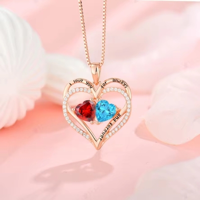 YASVITTI 925 Sterling Silber Ewiges Liebesherz Anhänger Halskette Personalisierte Roségold Kristalle CZ Halskette