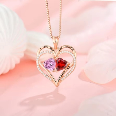 YASVITTI 925 Sterling Silber Ewiges Liebesherz Anhänger Halskette Personalisierte Roségold Kristalle CZ Halskette