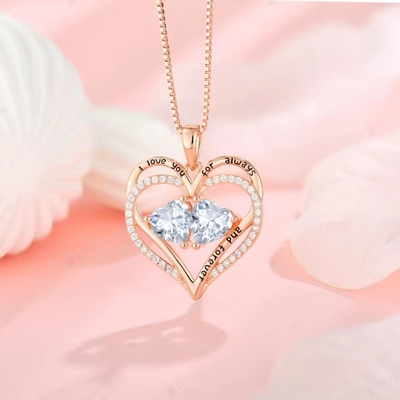 YASVITTI 925 Sterling Silber Ewiges Liebesherz Anhänger Halskette Personalisierte Roségold Kristalle CZ Halskette