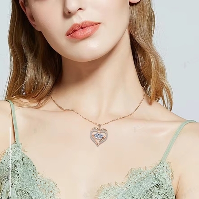 YASVITTI 925 Sterling Silber Ewiges Liebesherz Anhänger Halskette Personalisierte Roségold Kristalle CZ Halskette