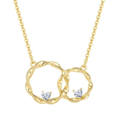 YASVITTI 14K Gelbgoldplattierte Verriegelung Kreis Herz Kubik Zirkonia Anhänger Halskette 925 Sterling Silber Schmuck