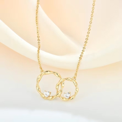 YASVITTI 14K Gelbgoldplattierte Verriegelung Kreis Herz Kubik Zirkonia Anhänger Halskette 925 Sterling Silber Schmuck
