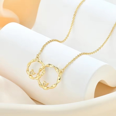 YASVITTI 14K Gelbgoldplattierte Verriegelung Kreis Herz Kubik Zirkonia Anhänger Halskette 925 Sterling Silber Schmuck