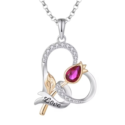 YASVITTI Custom Sterling Silber 925 Herz Rose Blumenhalskette Klassiker Rose Gold Plattiert Brautjungfer Großhandel Fabrik