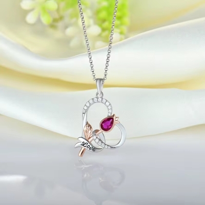 YASVITTI Custom Sterling Silber 925 Herz Rose Blumenhalskette Klassiker Rose Gold Plattiert Brautjungfer Großhandel Fabrik