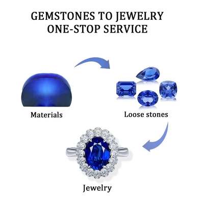 Laboratoriengebaute Edelsteine aus blauem Saphir in verschiedenen Formen und Größen für Schmuck