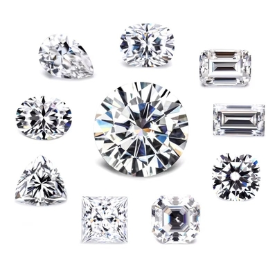 GRA-Zertifikat Schnitt Weißes Moissanit Diamant Prinzessin Oval Pear Asscher Strahlender Smaragd geschnitten loses Moissanit Steine VVS