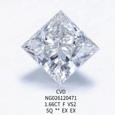 IGI-Zertifikat NGIC Lab Grown Diamond Princess Square Cut 1.66ct F VS2 Loose Hpht Cvd Diamant Moissanite