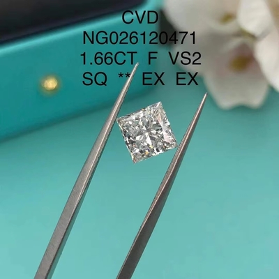 IGI-Zertifikat NGIC Lab Grown Diamond Princess Square Cut 1.66ct F VS2 Loose Hpht Cvd Diamant Moissanite