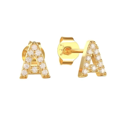 Mode Sterling Silber A-z Alphabet Ohrringe 18k Gold Plattiert 925 Silber Brief Stud Ohrringe