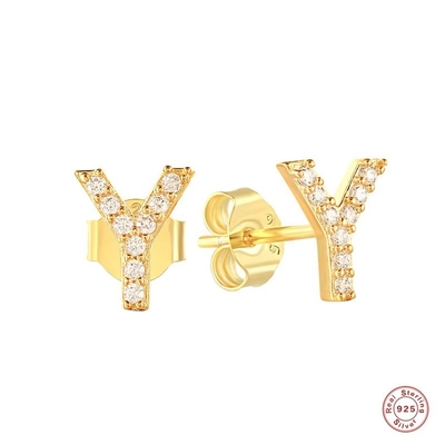 Mode Sterling Silber A-z Alphabet Ohrringe 18k Gold Plattiert 925 Silber Brief Stud Ohrringe