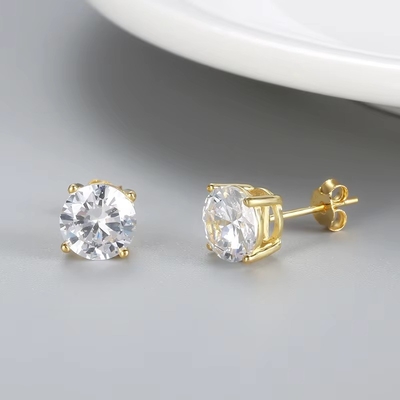 Koreanische Mode Ohrringe Schmuck 925 Sterling Silber Klassiker Einzeldiamant Ohrringe 2-10mm Zirkonia Stud Ohrringe Für Frauen