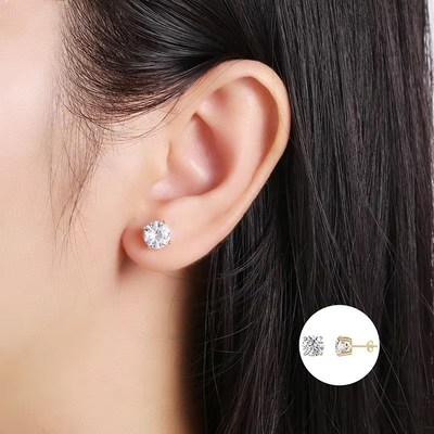 Koreanische Mode Ohrringe Schmuck 925 Sterling Silber Klassiker Einzeldiamant Ohrringe 2-10mm Zirkonia Stud Ohrringe Für Frauen