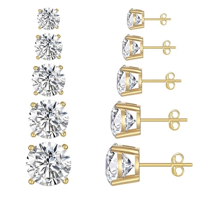 Koreanische Mode Ohrringe Schmuck 925 Sterling Silber Klassiker Einzeldiamant Ohrringe 2-10mm Zirkonia Stud Ohrringe Für Frauen
