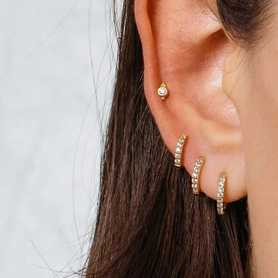 925 Sterling Silber Großhandel Schmuck Minimalist Kleine 925 Sterling Silber Zirkon Stud Ohrringe Goldplattierte Ohrringe Für Frauen