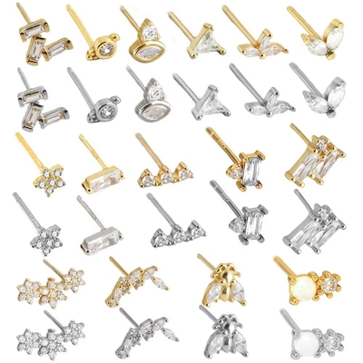 925 Sterling Silber Großhandel Schmuck Minimalist Kleine 925 Sterling Silber Zirkon Stud Ohrringe Goldplattierte Ohrringe Für Frauen