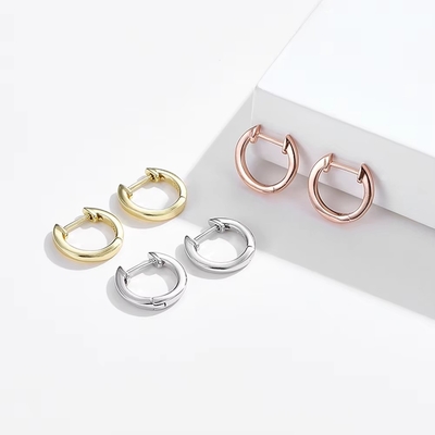 Goldplattiert 925 Sterling Silber Einfachmanschetten Ohrring Gold Vermeil Hoop Huggie Kleine Stud Ohrringe Frauen Schmuck