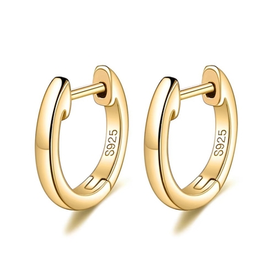 Goldplattiert 925 Sterling Silber Einfachmanschetten Ohrring Gold Vermeil Hoop Huggie Kleine Stud Ohrringe Frauen Schmuck