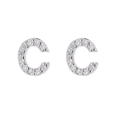 925 Sterling Silber Brief Ohrring Stift ABC Schmuck Stift Ohrringe mit Rhodium beschichtet für Frauen