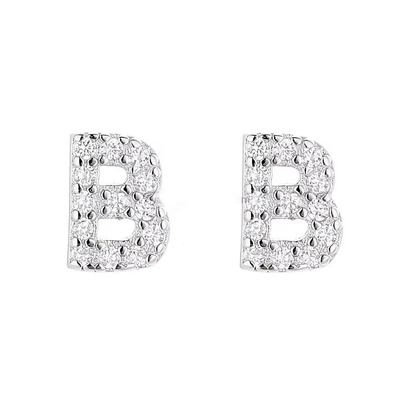 925 Sterling Silber Brief Ohrring Stift ABC Schmuck Stift Ohrringe mit Rhodium beschichtet für Frauen