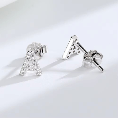 925 Sterling Silber Brief Ohrring Stift ABC Schmuck Stift Ohrringe mit Rhodium beschichtet für Frauen