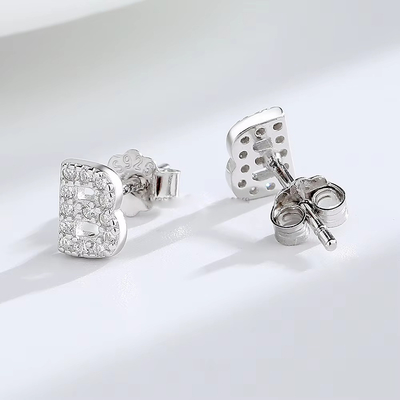 925 Sterling Silber Brief Ohrring Stift ABC Schmuck Stift Ohrringe mit Rhodium beschichtet für Frauen