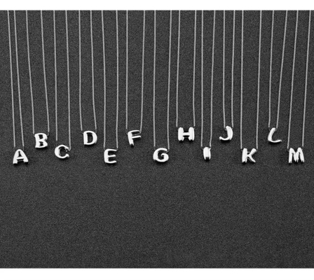 Modeminimalistische Schmucksachen 925 Sterling Silber Einfache Halskette 26 Buchstaben Halskette für Frauen